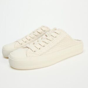 Zara Women's Fabric Slingback Trainers White Rubber Toecap Lace Fastening US 10